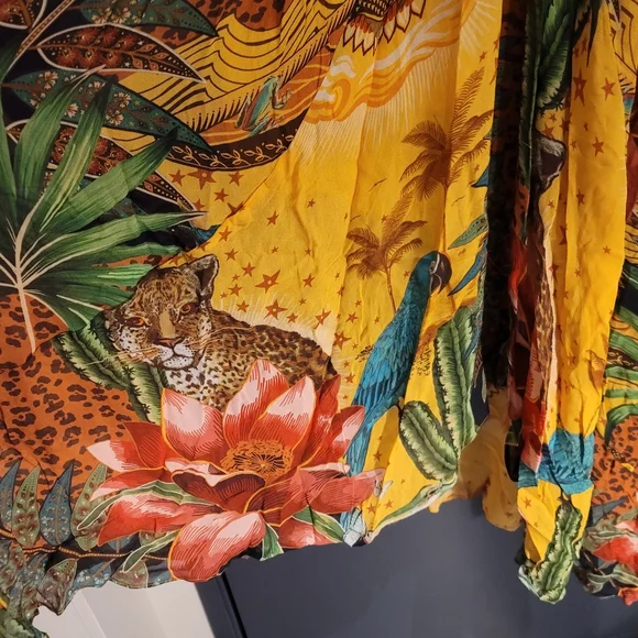NWT Farm Rio Tropical Dreams Caftan Maxi Dress In Cheetah & Floral Print - Picture 8 of 16